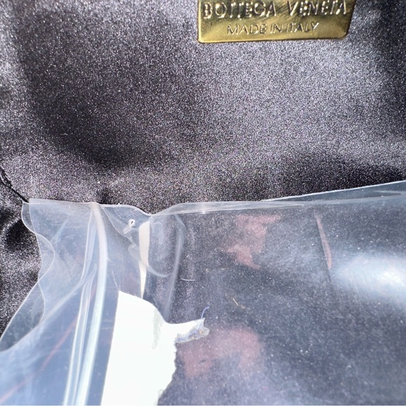 Bottega Veneta Intrecciato Knot Tassel Clutch Bag in Black Satin - Picture 10 of 11